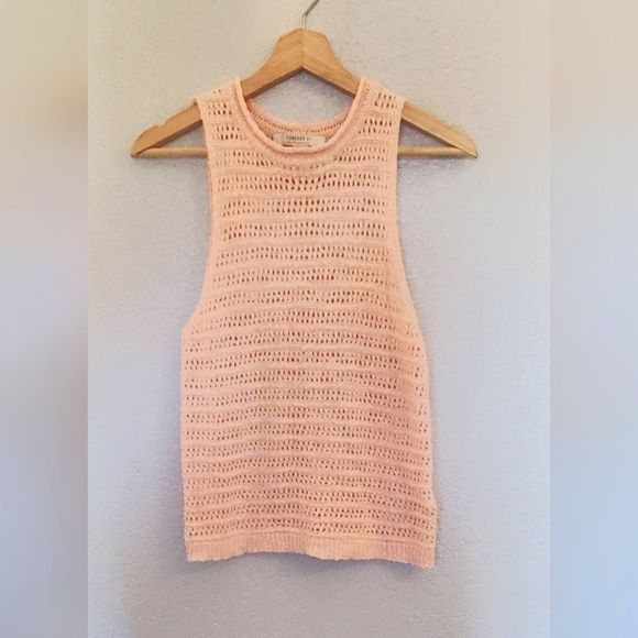 FV21 Crochet Knit Pink Sleeveless Top Size Small Cotton Blend - Picture 1 of 9